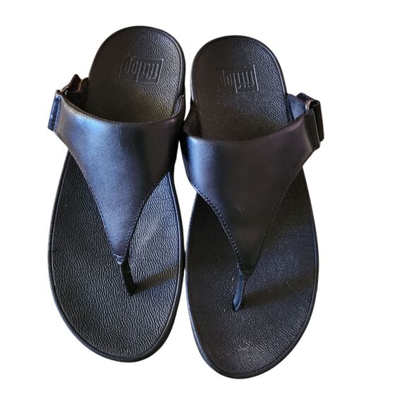 Fitflop Sarna Sandal AD3-090 Black Leather Hook & Loop Closure Womens Size 7 - Picture 2 of 10